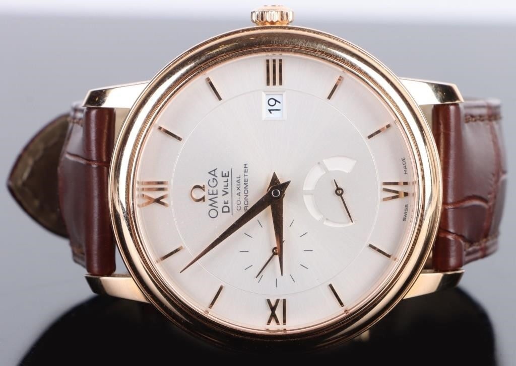 OMEGA 18K GOLD DEVILLE PRESTIGE 39.5MM WATCH