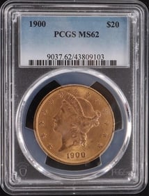 1900 P GOLD LIBERTY DOUBLE EAGLE $20 PCGS MS62