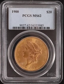 1900 P GOLD LIBERTY DOUBLE EAGLE $20 PCGS MS62