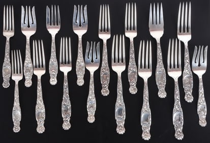 ANTIQUE WHITING HERALDIC STERLING SILVER FORKS