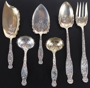 ANTIQUE WHITING HERALDIC STERLING SERVING WARE