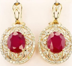 14.32CTW RUBY & 2.62CTW DIA 14K GOLD EARRINGS