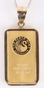 .999 FINE GOLD 10 GRAM BAR 10K GOLD NECKLACE