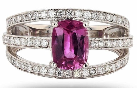 1.72CT PINK SAPPHIRE & 0.6CTW DIA PLATINUM RING