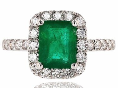 1.58CT EMERALD & 0.66CTW DIAMOND PLATINUM RING
