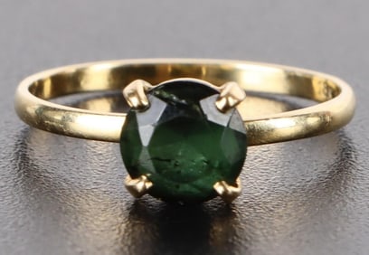 18K YELLOW GOLD 1.0CT EMERALD SOLITAIRE RING