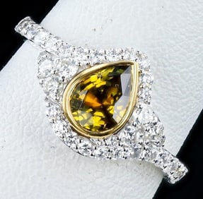 1.06CT ALEXANDRITE & 0.54CTW DIAMOND 18K GOLD RING