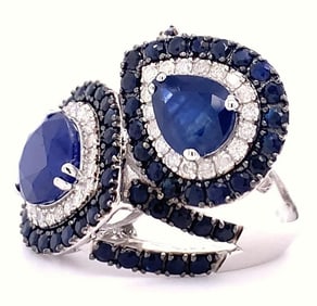 9.50CTW BLUE SAPPHIRE & 0.60CTW DIA 14K GOLD RING