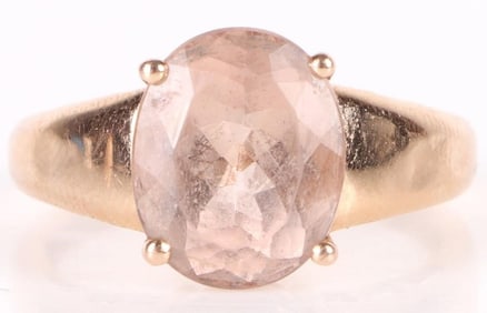 14K ROSE GOLD ROSE QUARTZ LADIES RING