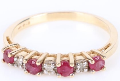 14K RUBY & DIAMOND YELLOW GOLD LADIES RING