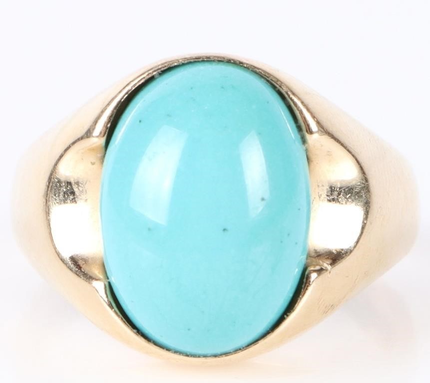 SLEEPING BEAUTY TURQUOISE 14K YELLOW GOLD RING (1 of 3)