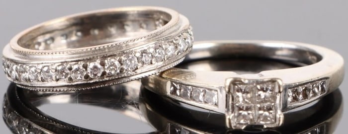 14K 1.4CTW PRINCESS CUT NATURAL DIAMOND SET
