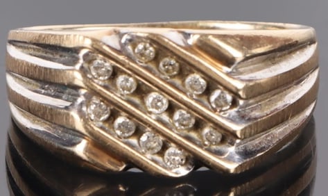 10K YELLOW GOLD DIAMOND MEN'S RING