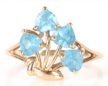 10K YELLOW GOLD BLUE TOPAZ HEART RING