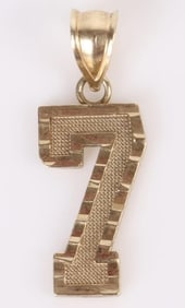 10K YELLOW GOLD DIAMOND CUT #7 PENDANT