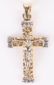 14K YELLOW GOLD JESUS CHRIST CRUCIFIXION PENDANT