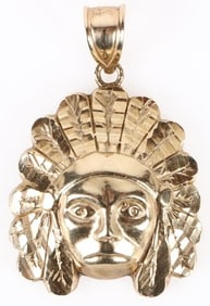 10K YELLOW GOLD NATIVE AMERICAN UNISEX PENDANT