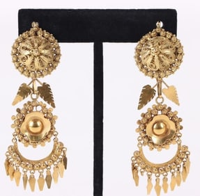 P. POLLERA 14K YELLOW GOLD FILIGREE EARRINGS