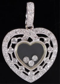 14K WHITE GOLD DIAMOND HEART LADIES PENDANT