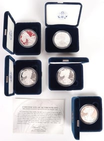 2008 FINE SILVER PROOF AMERICAN EAGLE SETS - (5)
