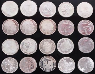 FINE SILVER 1 TROY OZ ROUND BULLION ROLL OF 20