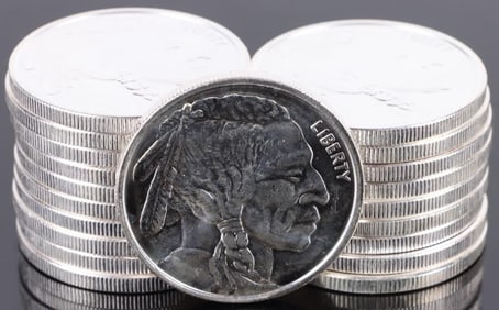 FINE SILVER 1 TROY OZ BUFFALO ROUNDS ROLL OF 20
