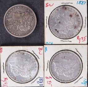 ASSORTED 90% SILVER MORGAN DOLLARS - (4)
