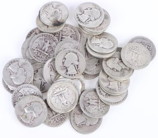 ASSORTED 90% SILVER WASHINGTON QUARTERS - (40)