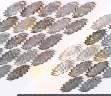 ASSORTED U.S. SILVER HALF DOLLARS 1935-1969 - (30): Assorted U.S. silver half dollars 1935-1969 to include: three 90% silver Walking Liberty Half Dollars, two 90% silver Ben Franklin Half Dollars, fifteen 90% silver 1964 Kennedy Half Dollars, and ten 4