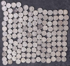 ASSORTED 90% SILVER MERCURY/ROOSEVELT DIMES - (68)