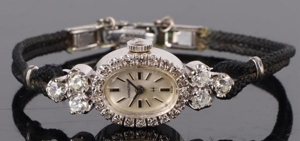 1.5CTW DIAMOND HAMILTON 14K WHITE GOLD WATCH