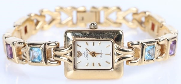 VINTAGE JULES JURGENSEN MULTI GEMSTONE WATCH