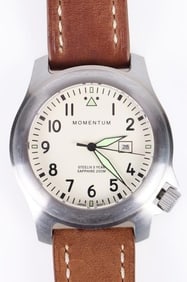 MOMENTUM STEELIX SAPPHIRE LEATHER MENS WRISTWATCH