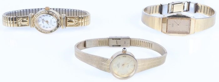 VINTAGE GOLD PLATED STAINLESS STEEL WATCHES - (3)