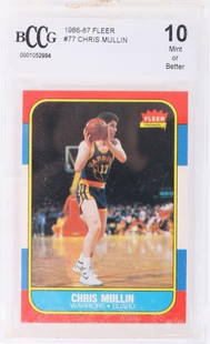 VTG 1986-87 BCCG GRADE 10 FLEER #77 CHRIS MULLIN: Vintage 1986-87 BCCG GRADE 10 Fleer Chris Mullin rookie card. Hall of famerCondition: MINT Sports cards Modern Age (1985-Present)Weight: Fleer Graded and Slabbed Basketball