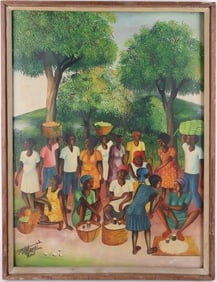 SAINT LOUIS BLAISE OIL ON BOARD HAITIAN PAINTING