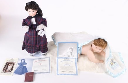 ASHTON DRAKE JO & SNUG AS A BUG PORCELAIN DOLLS