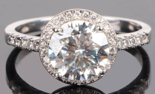 2.0CT MOISSANITE STERLING SILVER LADIES RING: 2.0CT moissanite sterling silver ladies ring.Weight: 2.63 GramsSize: US 7Condition: Very fine.