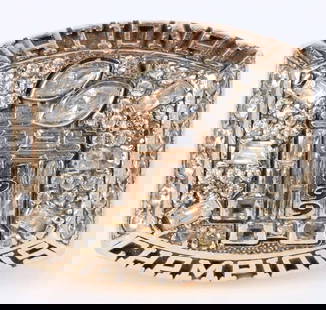 10K YELLOW GOLD FSU 1999 NATIONAL CHAMPION RING: 10K yellow gold FSU 1999 National Champion ring belonging to Jimmie Callaway. Engraved on the side of the ring as "Callaway Staff" filled with various round, baguette, and marquise cut CZ and