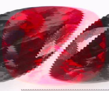 11.65CT RED CUSHION-CUT RUBY LOOSE GEMSTONE: 11.65ct red cushion cut ruby loose gemstone. Stone has been electronically tested and identified, tester does not distinguish between lab grown and natural.Stone Type: RubySize: 11.65ctCondition: Very