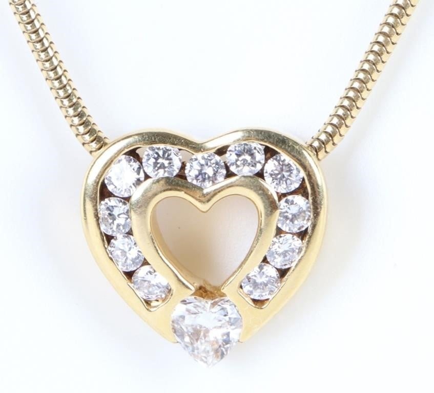 KRYPELL 18K YELLOW GOLD EARTH-MINED DIAMOND HEART NECKLACE (1 of 3)