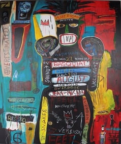 LARGE IN THE MANNER OF BASQUIAT ORIGINAL PAINTING