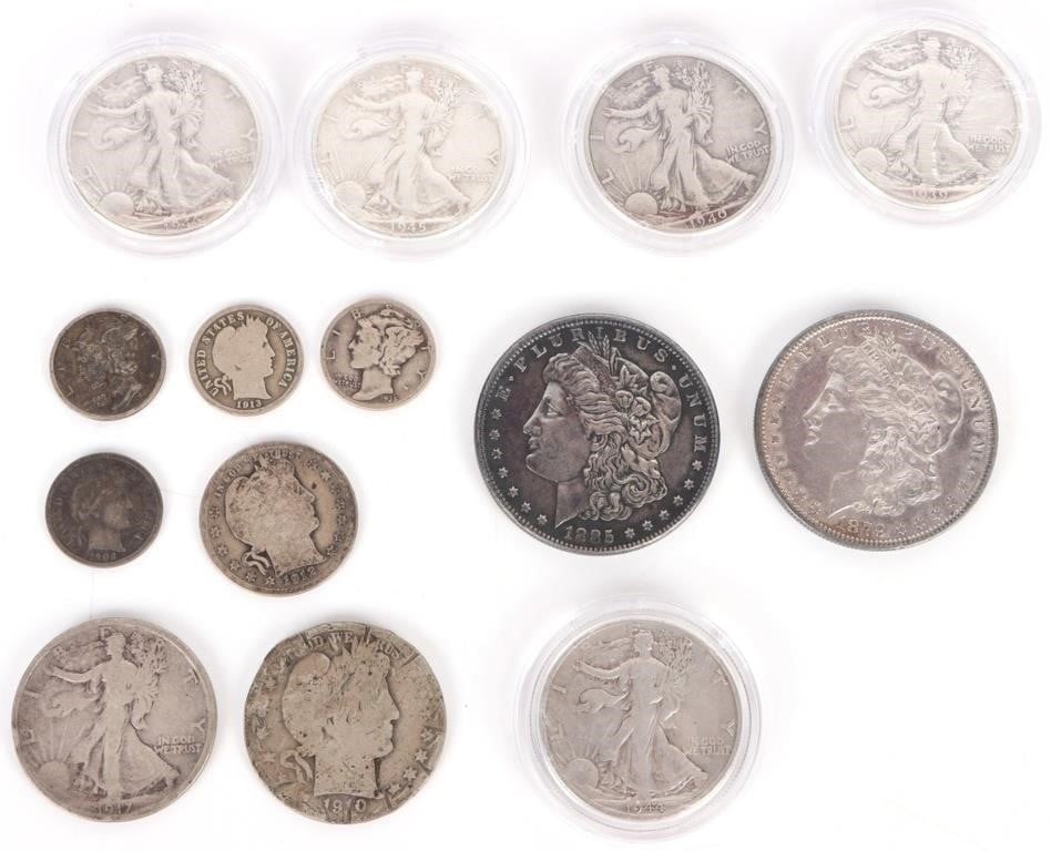 VINTAGE 90% SILVER U.S. COINAGE 1879-1946 - (14) (1 of 2)