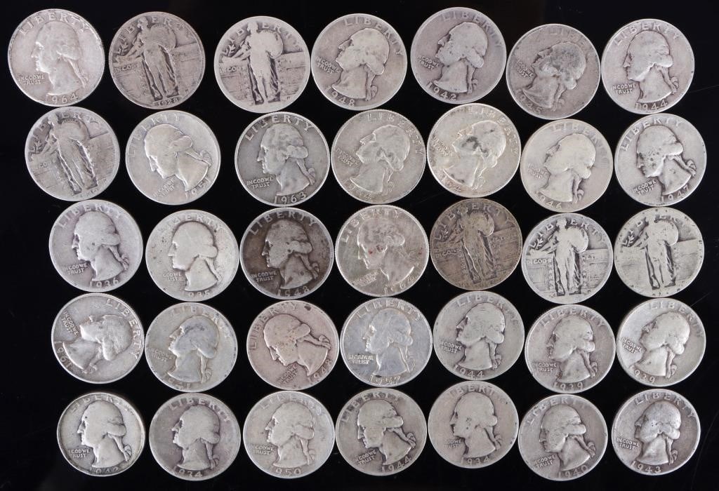 ASSORTED 90% SILVER U.S. QUARTERS - (35) (1 of 3)