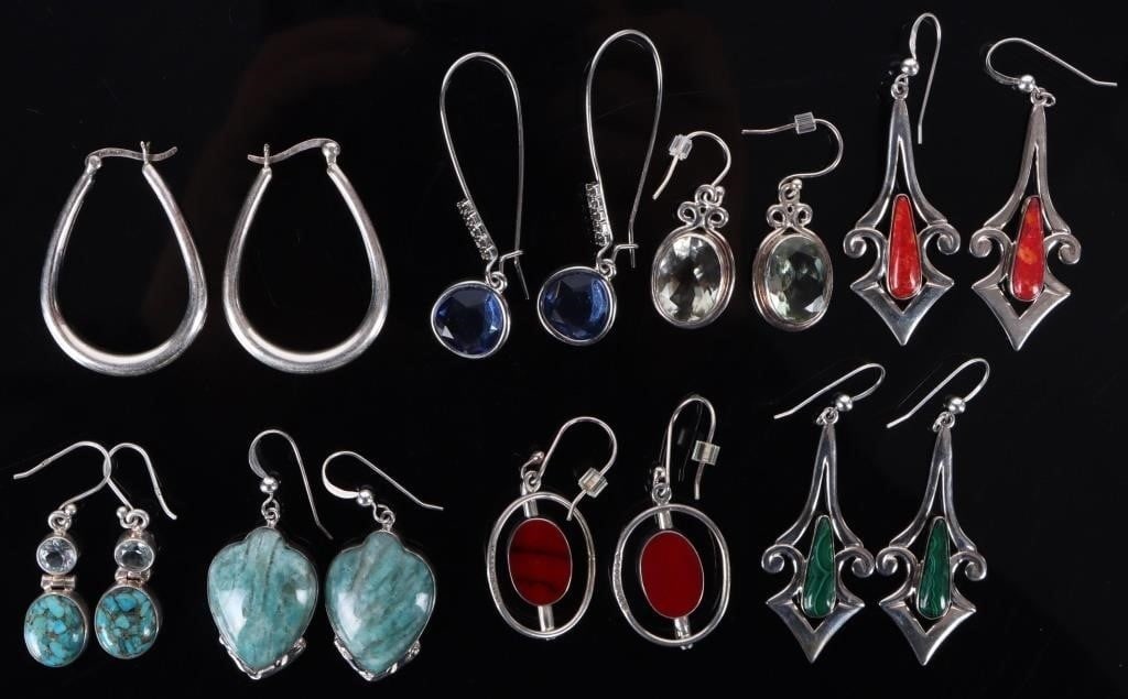 STERLING SILVER LADIES DANGLE EARRINGS (8) (1 of 4)