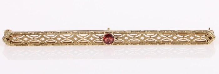 ANTIQUE FILIGREE 14K YELLOW GOLD LADIES PIN