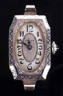 VINTAGE GRUEN 14K ART DECO LADIES WATCH DIAL: Vintage Gruen 14K white gold art deco ladies watch dial. Functionality not tested.White Gold Wristwatch Gruen LadiesWeight: 12.90 GramsSize: 17mmCondition: Very Fine