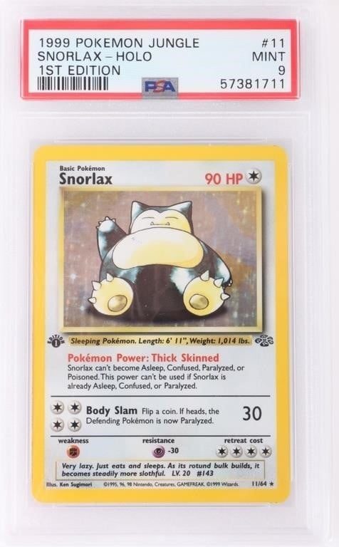 1999 POKEMON JUNGLE SNORLAX-HOLO 1ST ED PSA 9 MINT (1 of 2)