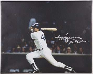 SIGNED REGGIE JACKSON SWING STILLSHOT CANVAS