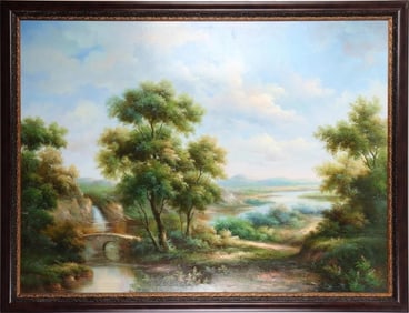 J CARRACCI OIL ON CANVAS LANDSCAPE PAINTING